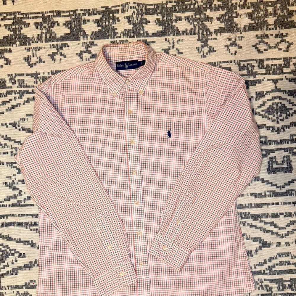 Ralph Lauren 
Size: L
Color: red,white and Blue pinstripes